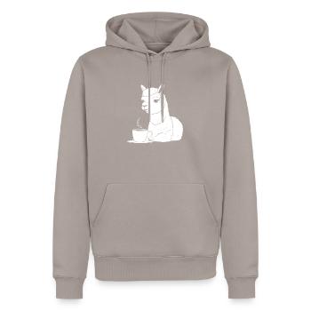 Alpaca Coffee - Men’s Premium Organic Hoodie - taupe - Front - Nico (187cm)