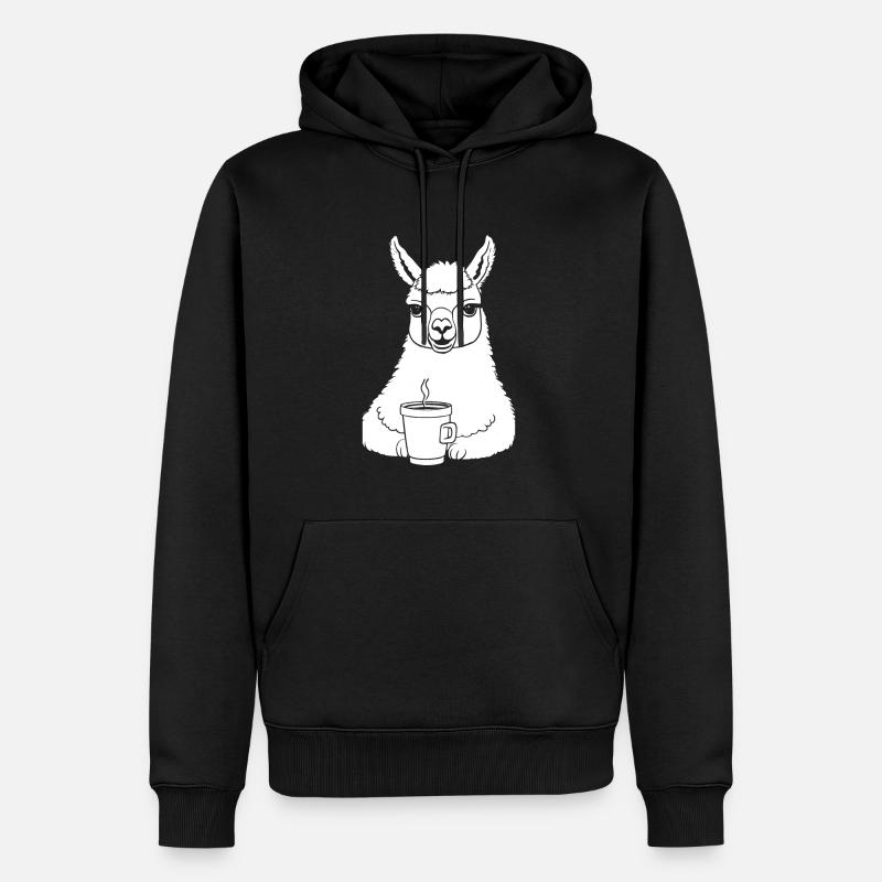 Alpaka Kaffee - Männer Premium Bio Hoodie - Schwarz
