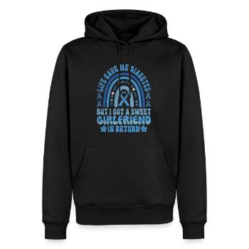 Life Gave Me Diabetes And A Sweet Girlfriend - Männer Premium Bio Hoodie - Schwarz - Vorne - Nico (187cm)