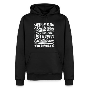 La vie m’a donné le diabète et une douce petite amie - Sweat à capuche Premium bio Homme - noir - Devant - Nico (187cm)