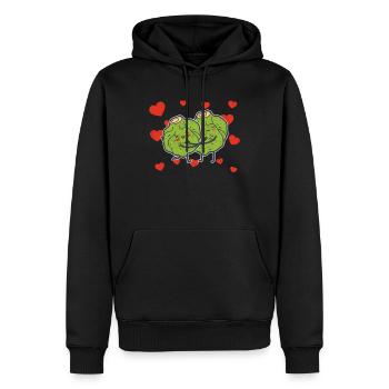 Choux de Bruxelles Couple Étreindre Choux De Bruxelles - Sweat à capuche Premium bio Homme - noir - Devant - Nico (187cm)