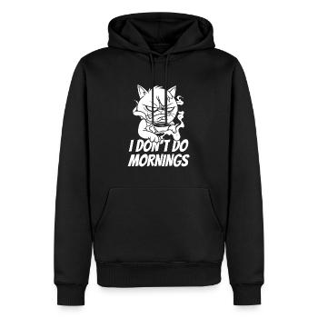 Kaffee Cafe Katze I Dont Do Mornings - Männer Premium Bio Hoodie - Schwarz - Vorne - Nico (187cm)