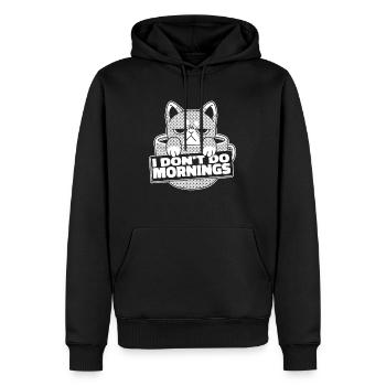 Kaffee Cafe Katze I Dont Do Mornings - Männer Premium Bio Hoodie - Schwarz - Vorne - Nico (187cm)