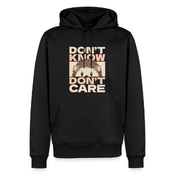 Hérisson Drôle Ne Sais Pas Ne Pas Se Soucier - Sweat à capuche Premium bio Homme - noir - Devant - Nico (187cm)