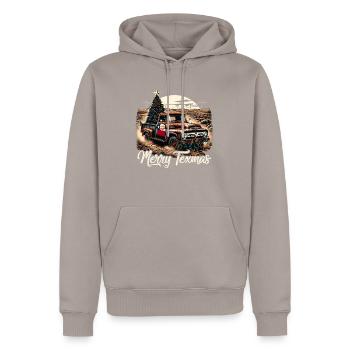 Merry Texmas – Pick-up-truck - Männer Premium Bio Hoodie - Taupe - Vorne - Nico (187cm)