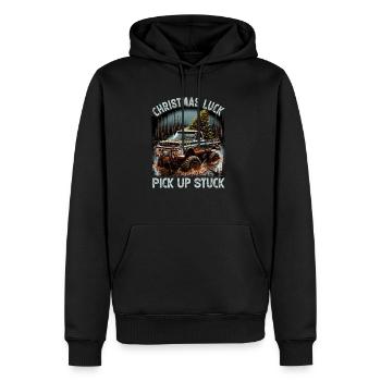Christmas Luck - Pick Up Stuck - Saying - Männer Premium Bio Hoodie - Schwarz - Vorne - Nico (187cm)
