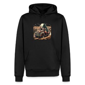 Vintage Christmas Truck - Tree And Fairy Lights - Männer Premium Bio Hoodie - Schwarz - Vorne - Nico (187cm)