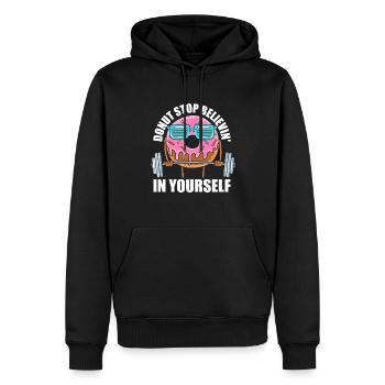 Donut Fitness Funny Donut Gym - Sweat à capuche Premium bio Homme - noir - Devant - Nico (187cm)