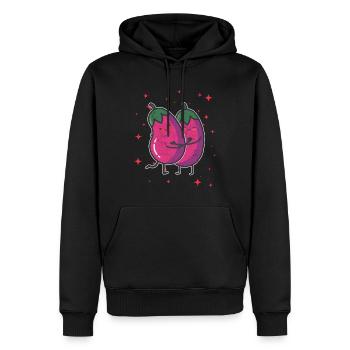 Cute Eggplant Couple Hugging Eggplant Fruit - Männer Premium Bio Hoodie - Schwarz - Vorne - Nico (187cm)