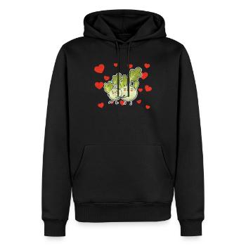Couple mignon de chou-rave étreignant les amateurs de fruits de chou-rave - Sweat à capuche Premium bio Homme - noir - Devant - Nico (187cm)
