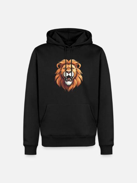 Lion Smiling - Men’s Premium Organic Hoodie - black