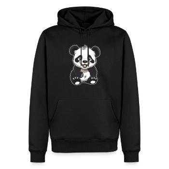 Großer Panda Pandabär Lächelnd - Männer Premium Bio Hoodie - Schwarz - Vorne - Nico (187cm)