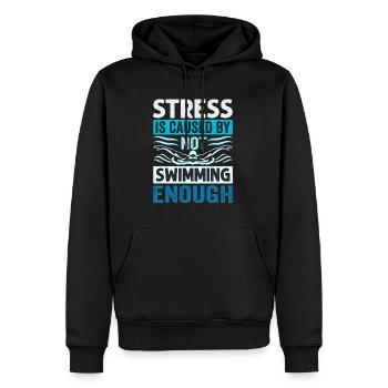 Stress Is Caused By Not Swimming Enough - Männer Premium Bio Hoodie - Schwarz - Vorne - Nico (187cm)