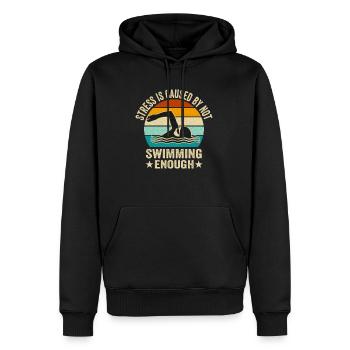 Stress Is Caused By Not Swimming Enough - Männer Premium Bio Hoodie - Schwarz - Vorne - Nico (187cm)