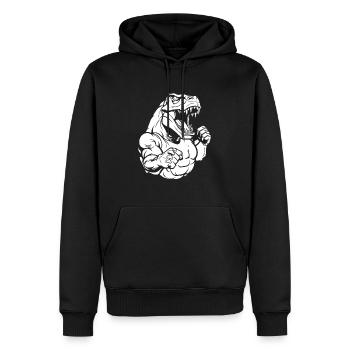 Fitness T Rex - Männer Premium Bio Hoodie - Schwarz - Vorne - Nico (187cm)
