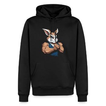 Fitness Lapin - Sweat à capuche Premium bio Homme - noir - Devant - Nico (187cm)