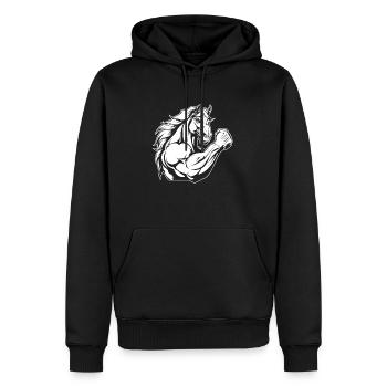Cheval de fitness - Sweat à capuche Premium bio Homme - noir - Devant - Nico (187cm)