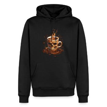 Coffee Cafe Skull - Men’s Premium Organic Hoodie - black - Front - Nico (187cm)