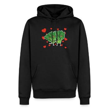 Mignon Couple d’épinards étreignant les épinards feuillus vert - Sweat à capuche Premium bio Homme - noir - Devant - Nico (187cm)