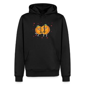 Cute Tangerine Couple Hugging Tangerine Lovers - Männer Premium Bio Hoodie - Schwarz - Vorne - Nico (187cm)