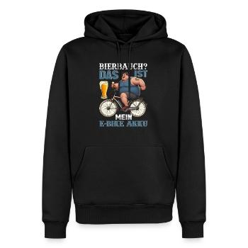 Bierbauch? Das ist mein E- Bike Akku! - Männer Premium Bio Hoodie - Schwarz - Vorne - Nico (187cm)