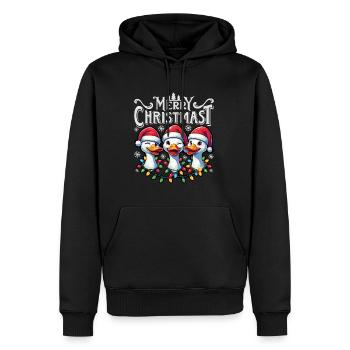 JOYEUX Noël - Dîner de Noël de Noël - Sweat à capuche Premium bio Homme - noir - Devant - Nico (187cm)