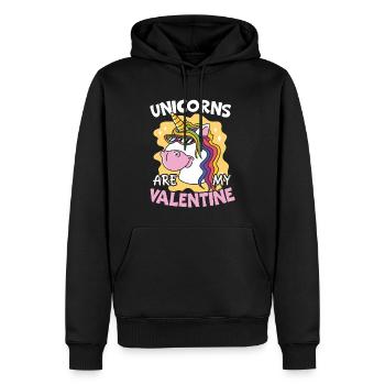 Cadeau de la Saint-Valentin 14 février Licorne mignonne - Sweat à capuche Premium bio Homme - noir - Devant - Nico (187cm)