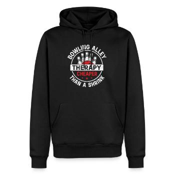 Bowling Alley Therapy - Cheaper Than A Shrink - Men’s Premium Organic Hoodie - black - Front - Nico (187cm)