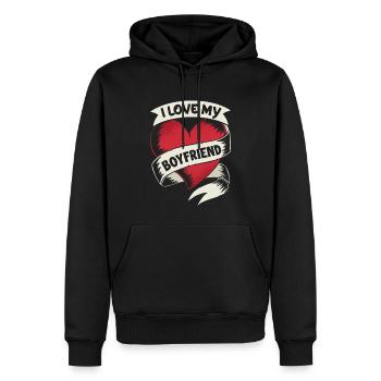 14 février Saint-Valentin cadeau copain amour - Sweat à capuche Premium bio Homme - noir - Devant - Nico (187cm)