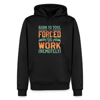 Né pour lancer - forcé de travailler - Sweat à capuche Premium bio Homme - noir - Devant - Nico (187cm)