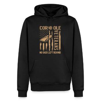 Cornhole Veteran - Kein Sack Bleibt Zurück - Männer Premium Bio Hoodie - Schwarz - Vorne - Nico (187cm)