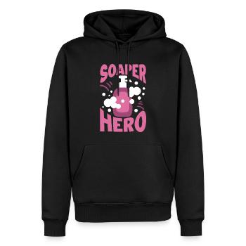 Hausgemachte Seife Haus-Frau Hobby Basteln - Männer Premium Bio Hoodie - Schwarz - Vorne - Nico (187cm)