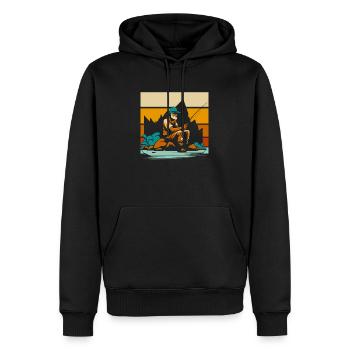 Pêche à la ligne - Sweat à capuche Premium bio Homme - noir - Devant - Nico (187cm)