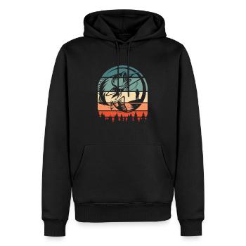 Pêche à la ligne - Sweat à capuche Premium bio Homme - noir - Devant - Nico (187cm)