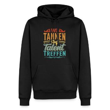 Retro Förster Waldarbeiter Spruch - Tanne - Männer Premium Bio Hoodie - Schwarz - Vorne - Nico (187cm)