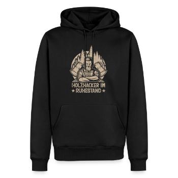 HOLZHACKER IM RUHESTAND - Männer Premium Bio Hoodie - Schwarz - Vorne - Nico (187cm)