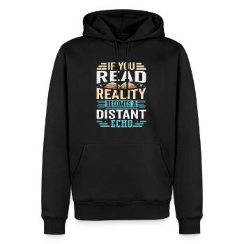 Dicton de livre inspirant - lecteur de livre - Sweat à capuche Premium bio Homme - noir - Devant - Nico (187cm)