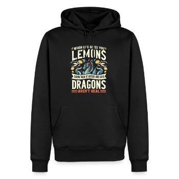 DRAGONS ARE REAL - Funny saying DRAGONS exist - Men’s Premium Organic Hoodie - black - Front - Nico (187cm)