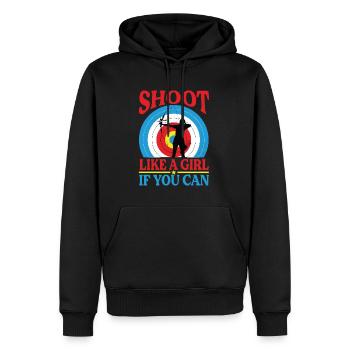 Bogenschießen Frau- Bogenschützin Spruch - Männer Premium Bio Hoodie - Schwarz - Vorne - Nico (187cm)