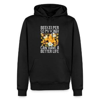 Juste du miel dans mon - Amoureux des abeilles - Sweat à capuche Premium bio Homme - noir - Devant - Nico (187cm)