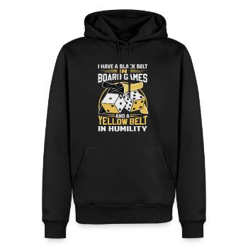 Jeu de société Dicton - Timide, Introverti - Sweat à capuche Premium bio Homme - noir - Devant - Nico (187cm)