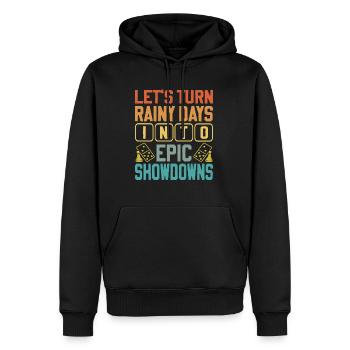 Brettspiel Spruch - Turning Rainy Days Board game - Männer Premium Bio Hoodie - Schwarz - Vorne - Nico (187cm)