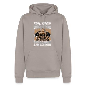 Soyez gentil avec un bûcheron - dicton de bûcheron - Sweat à capuche Premium bio Homme - taupe - Devant - Nico (187cm)