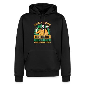 Je suis ce légendaire bûcheron d’abattage d’arbres - Sweat à capuche Premium bio Homme - noir - Devant - Nico (187cm)