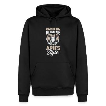 Widder - Männer Premium Bio Hoodie - Schwarz - Vorne - Nico (187cm)