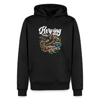 Herpetologie Reptilienliebhaber Schlangen Echsen - Männer Premium Bio Hoodie - Schwarz - Vorne - Nico (187cm)