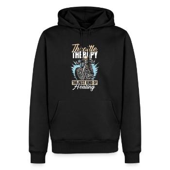 Motorrad Biker Motorbike Motorcycle Therapy - Men’s Premium Organic Hoodie - black - Front - Nico (187cm)