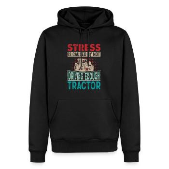 Retro Traktor Erntezeit - Stress Spruch Englisch - Männer Premium Bio Hoodie - Schwarz - Vorne - Nico (187cm)