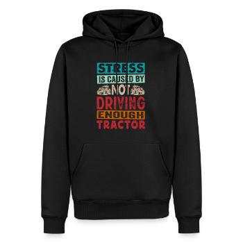 Retro Traktor Erntezeit - Stress Spruch Englisch - Männer Premium Bio Hoodie - Schwarz - Vorne - Nico (187cm)