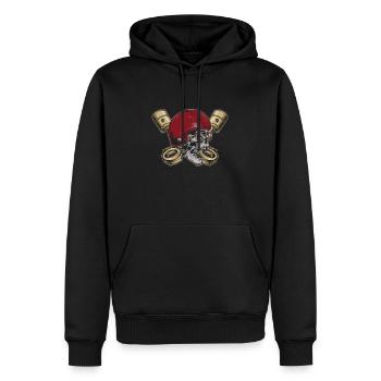 Motorrad Biker Motorbike Skull Motorcycle - Männer Premium Bio Hoodie - Schwarz - Vorne - Nico (187cm)